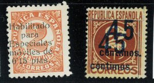 P2712 D - SPANISH CIVIL WAR PERIOD, 2 STAMPS, WITH OVERPRINT VARIETIES MNH-