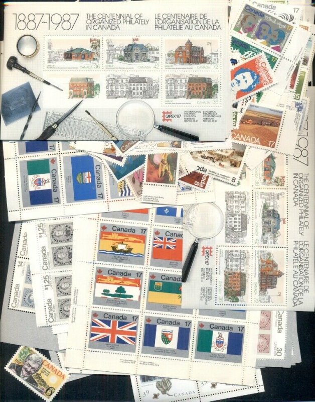 CANADA POSTAGE LOT, C$640.12, MINT POSTAGE MOSTLY MODERN UP TO C$5.00 VALUES