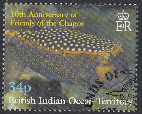 BIOT 2001 used Sc #251 34p Reef fish Friends of the Chagos 10th ann