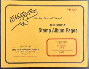 White Ace Historical Stamp Pages Vatican City Singles Supplement V-54 2003 NEW