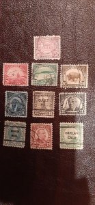 US Scott # 692-701; 10 used Regular issue from 1931; F/VF centering