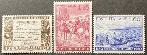 Italy 1960 #796-8, Garibaldi, MNH.