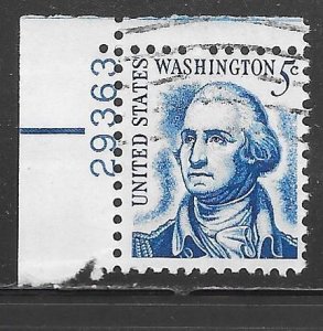 USA 1283B: 5c George Washington, plate no single, used, F-VF