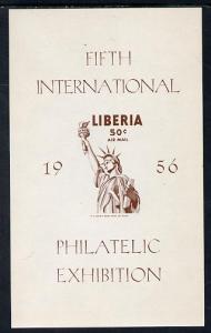 Liberia 1956 Fifth Int Stamp Exhibition imperf m/sheet pr...