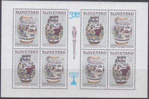 SLOVAKIA Sc # 345.1 MNH SHEETLETS of 4 -  JUDAICA SETS, RITUAL URNS