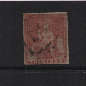Trinidad 1853 SG7 1d Brownish Red, imperf, no watermark - used, square margins