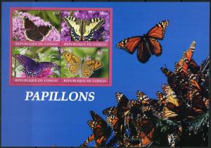 CONGO 2018 BUTTERFLIES SHEET OF FOUR MINT NEVER HINGED