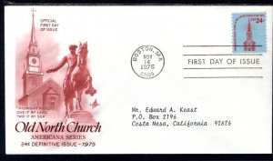 US 1603 Old North Church Artcraft Red Brown Typed FDC