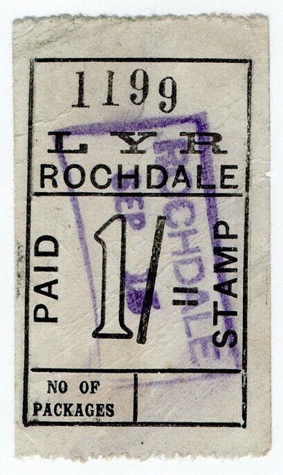 (I.B) Lancashire & Yorkshire Railway : Parcel Stamp 1/- (Rochdale)