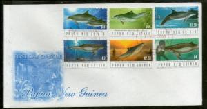 Papua New Guinea 2003 Endangered Dolphins Marine Life Fish Sc 1092-97 FDC # 1...