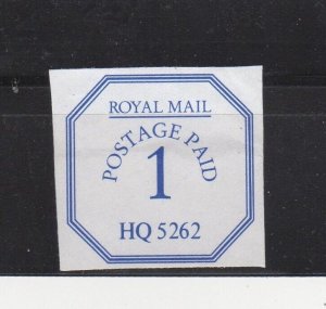 Britain - Royal Mail Postage Paid, 1, HQ 5262 Local Stamp Seal - NG