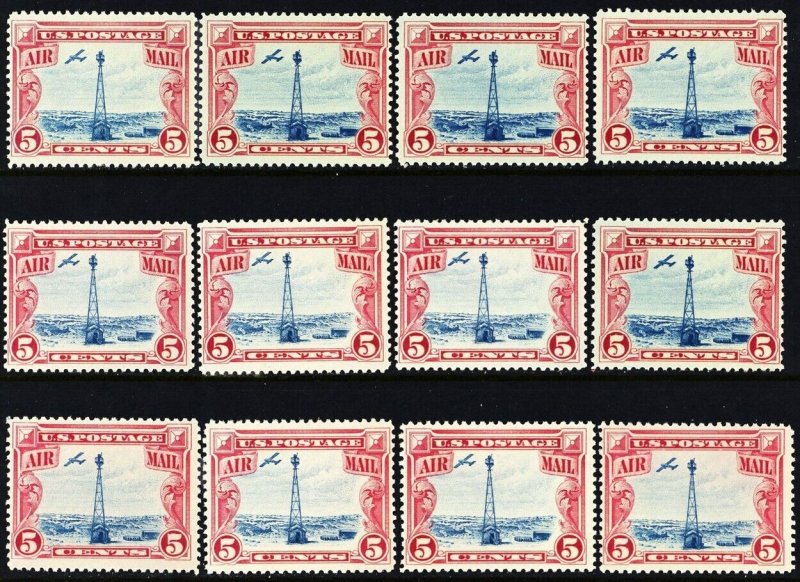 C11, Mint F/VF NH 5¢ WHOLESALE LOT of 12 Stamps CV $120 - Stuart Katz