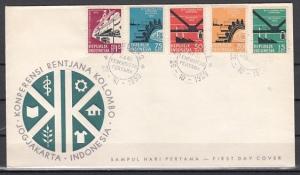 Indonesia, Scott cat. 483-487. Colombo Plan, Train shown. First day cover. ^