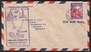 BERMUDA 1947 first flight cover to New Washington...................14042 