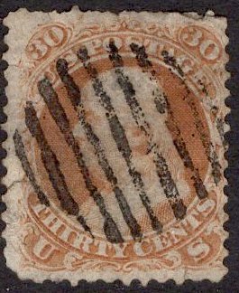 US Stamp #71 30c Franklin USED SCV $210