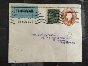 1920 England First Flight Cover via Imperial Airways to Belgium Uprated PS FFC