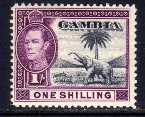 Gambia 1938 - 46 KGV1 1/-d Pictorial Elephant MM SG 156 ( F704 )