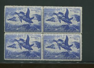 1952 United States Federal Duck Stamp #RW19 Mint Never Hinged F/VF OG Block of 4 