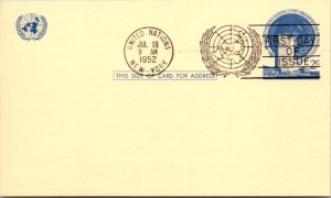 United Nations, New York, Worldwide First Day Cover, Government Postal Card