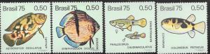 Brazil #1390-1393  Fish  (MLH) CV $3.40