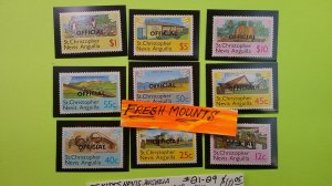 St. Chritopher Nevis Anguilla 1980 Scott# O1-O9 complete MNH XF set of 9