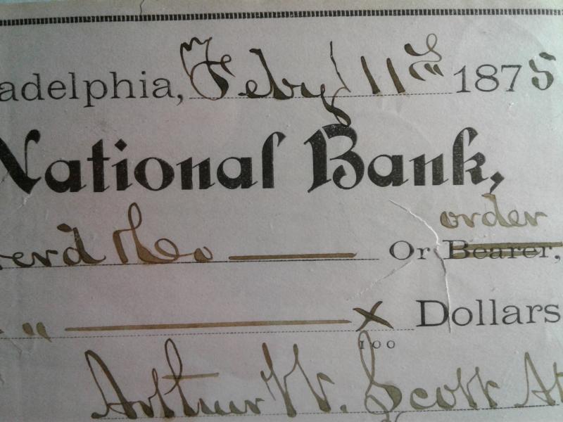 SCOTT # R35 USED INTERNAL REVENUE STAMP CHECK WESTERN NATIONAL BANK 1875