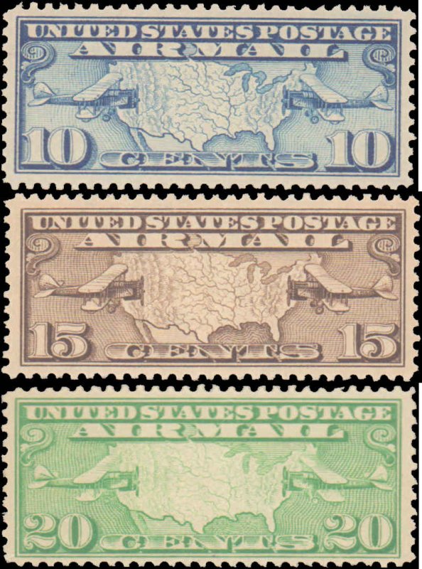 United States #C7-C9, Complete Set(3), 1926-1927, Airplanes, Never Hinged