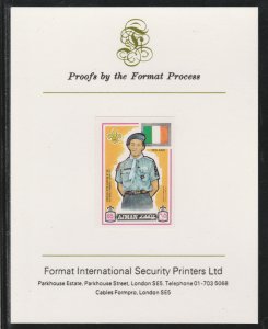 AJMAN 1971 WORLD SCOUTS - IRELAND  imperf on FORMAT INT PROOF CARD