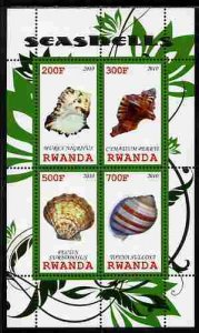 RWANDA - 2010 -  Sea Shells #3 - Perf 4v Sheet - MNH - Private Issue