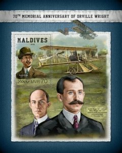 Maldives - 2018 Orville Wright - Stamp Souvenir Sheet - MLD18412b