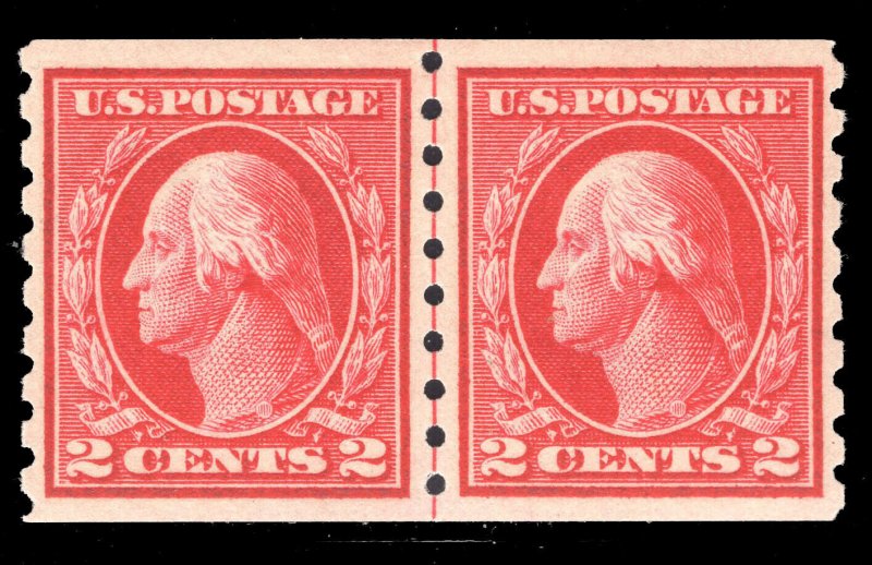 MOMEN: US STAMPS #413 GENUINE COIL LINE PAIR MINT OG H XF CHOICE LOT #78112*