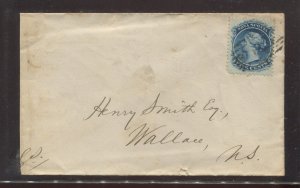 Nova Scotia QV 1860 5 cents on Ju 15th 1862 cover from Halifax to Wallace