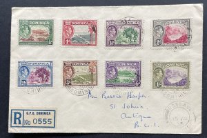 DOMINICA GVI SG99-106, 1938-47 set to 1s on FDC, FINE USED.
