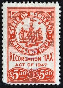 Maryland Recordation Tax Stamp (1947) Used