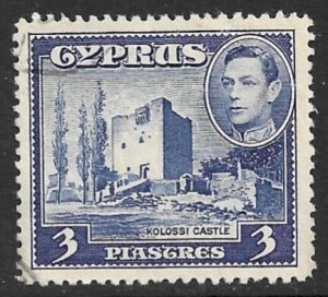 CYPRUS 1938-44 KGVI 3pi KOLOSSI CASTLE Scott No. 148A F-VF Used