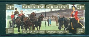 Gibraltar #734a (1997 50th Wedding anniversary pair) VFMNH CV $11.00