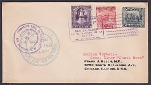 SALVADOR 1933 cover - Maiden voyage Grace Line ship Santa Rosa.............a2526