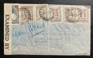 1942 Buenos Aires Argentina Airmail Censored Cover To New York USA PANAGRA