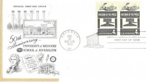 1958 FDC, #1119, 4c Freedom of the Press, Univ. of MO School of Journalism