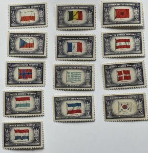 US 1943-4 Overrun Counties Complete set of singles MNH OG #909-921