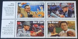 1997 32c Legendary Football Coaches Scott 3143-3146 Mint NH