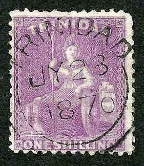 Trinidad SG73a 1/- Lilac Rose Wmk Crown CC Perf 12.5 Fine used