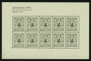 Denmark. Christmas Seal Souvenir Sheet Mnh. 1906/76 Reprint