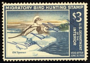 US Scott RW34 Used $3 multi. Old Squaw Ducks Lot Q032 bhmstamps