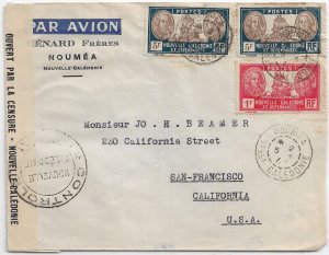 Noumea, New Caledonia to San Francisco, Ca 1941 Trans-Pacific Airmail (C5544)