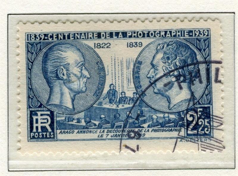 FRANCE; 1939 early Photographic Cent. issue fine used value