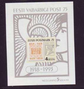 Estonia Sc 260 1993 75th anniv 1st  stamp sheet mint NH