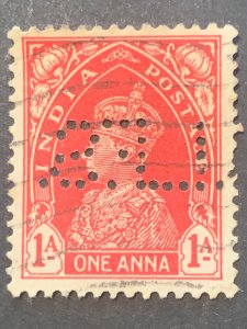 India 1A One Anna stamp, black cancelled postage used, refno:5016