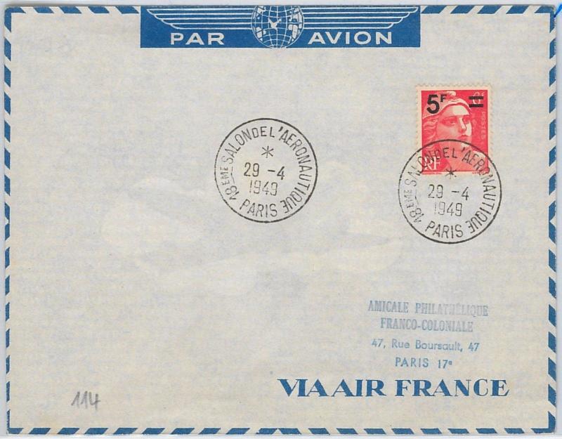 AIRMAIL 1COVER - FRANCE : 13 SALON del AERONAUTIQUE 1949