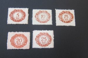 Liechtenstein 1920 Sc J1-5 MH